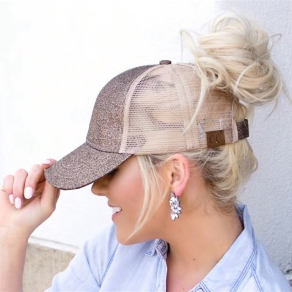 ❗️NEW❗️Smoky Gold Glitter Women’s Baseball Hat - Picture 4 of 6